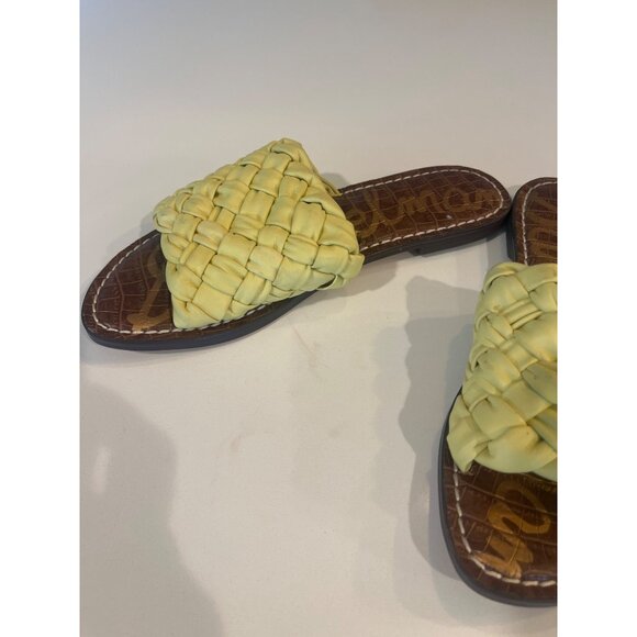 Sam Edelman Yellow Braided Slide Sandals Griffin Size 7 Leather Sole - Picture 3 of 6